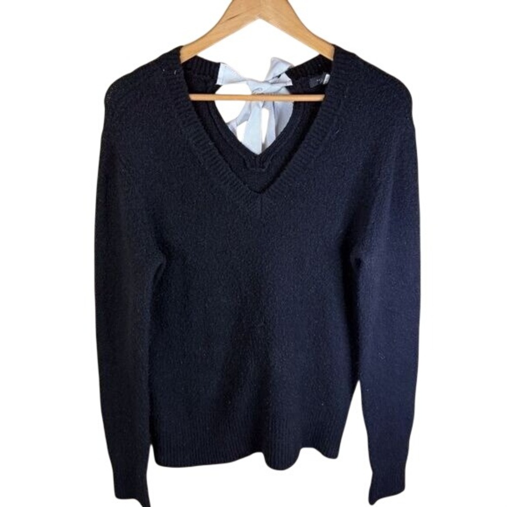 Nordstrom‎ Halogen Tie Back Black Oversized Sweater Size Small Bow Tie Back